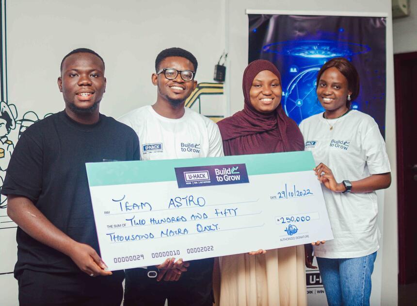 U-HACK champions: Team Astro, ₦250,000, October 2022.